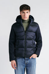 GIUBBOTTO IMBOTTITO CON MANICHE IN RIB BLEU